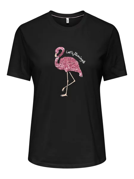 ONLY Tricou roz / negru alb