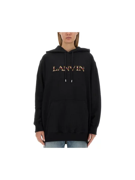 Bluza z kapturem Lanvin z kapturem z logo czarna