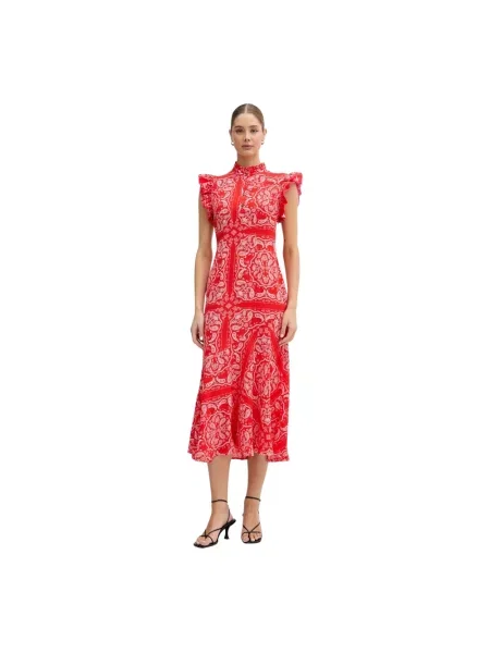 Sukienka maxi Never Fully Dressed z wzorem paisley czerwona