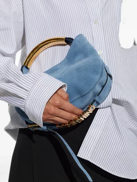 Szarvasbőr shopper táska Moschino autogrammal kék