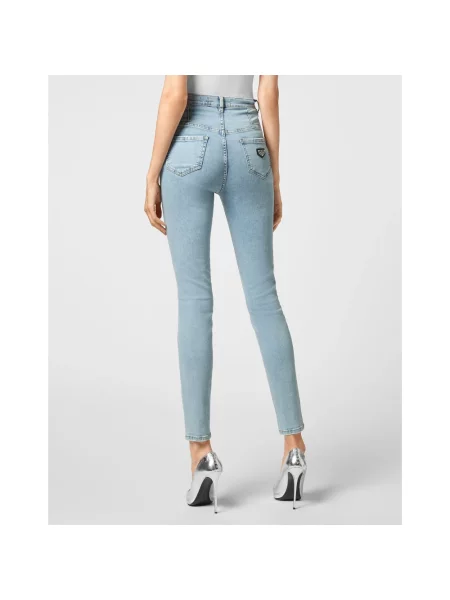 Jeansy Philipp Plein z wysoką talią niebieskie