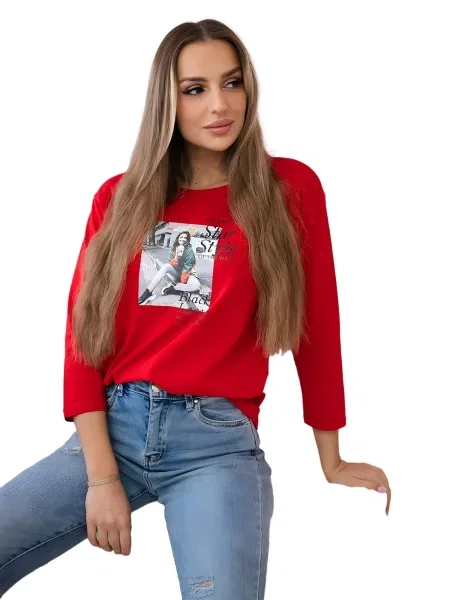 Halenka s potiskem Star Style červená