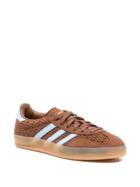 Sneakerși Adidas Gazelle din piele cu dungi maro