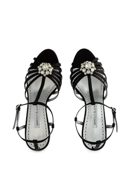 Sandale Manolo Blahnik din satin negru