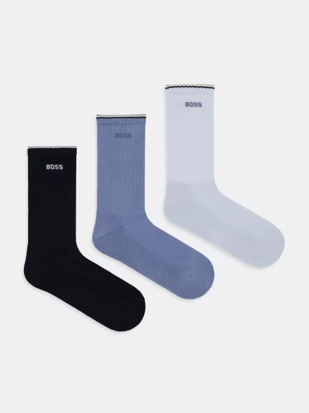 BOSS Ponožky 3P QS Rib Stripe CC modré