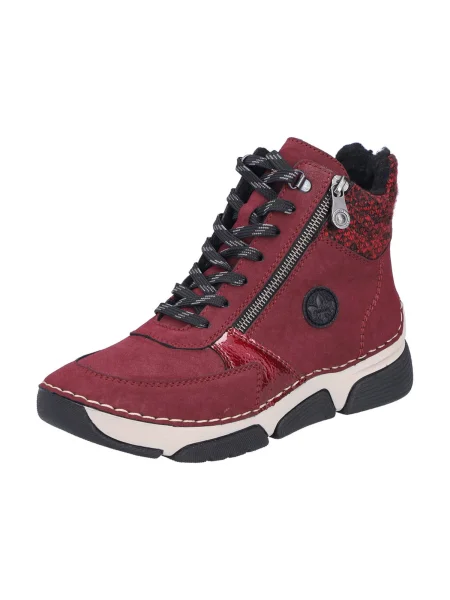 Botine Rieker cu șireturi bordo