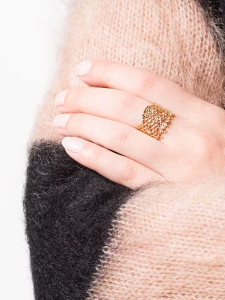 Nėriniuotas žiedas Aurelie Bidermann geltona