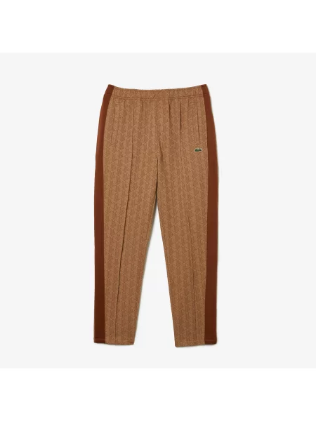 Lacoste Spodnie Dresowe Z Nadrukiem Monogramu brązowe