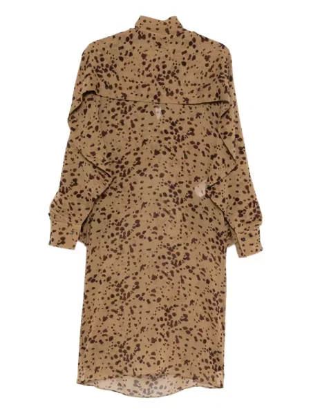 Rochie midi Ferragamo cu volane până la genunchi de costum maro