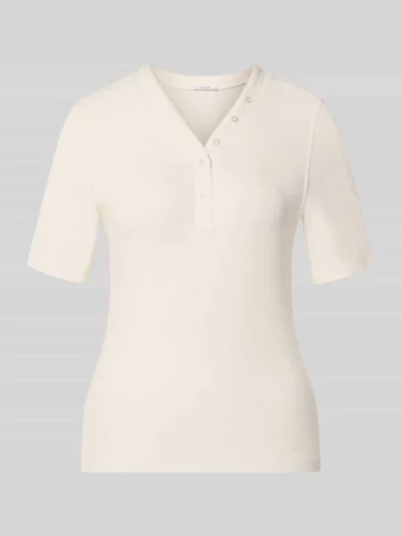 T-shirt o kroju slim fit z mieszanka model Sanez' Opus biała