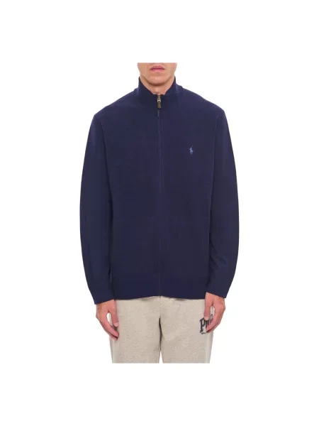 Kardigan Polo Ralph Lauren wełniany ze stójką granatowy