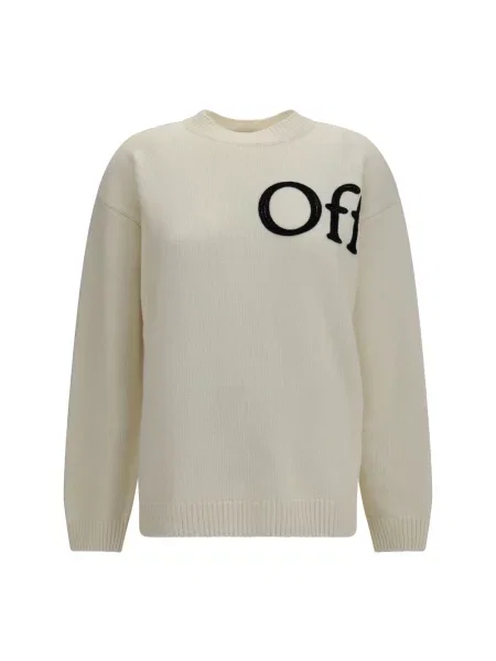 Sweter Off-white wełniany z logo biały