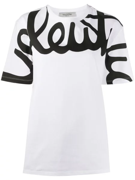 Tricou Valentino Garavani cu autograf alb