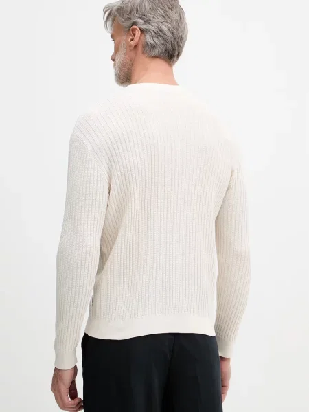 Armani Exchange pulover bombažen bež