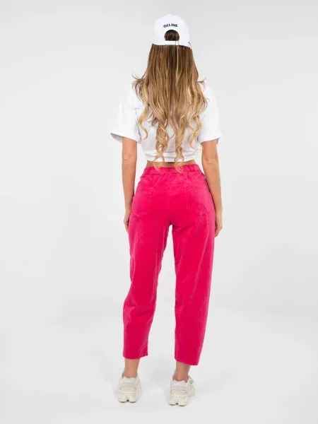 Pantaloni Rue Paris de catifea alb