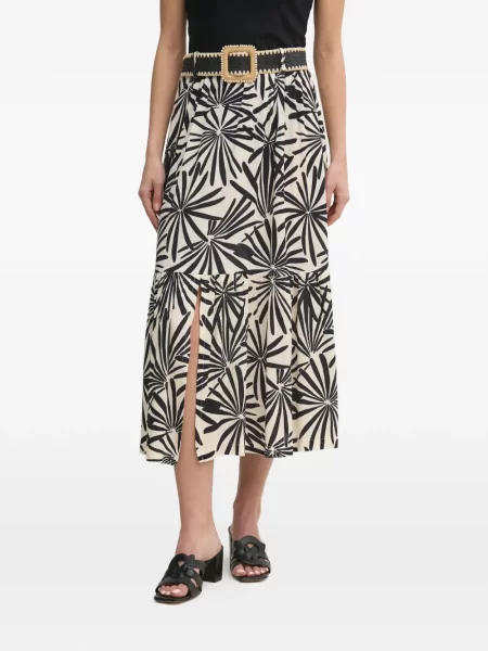 Spódnica midi La Petite Française w kwiatki z nadrukiem do kolan