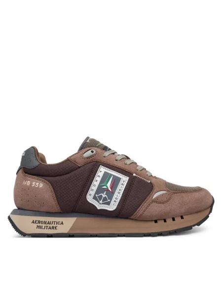 Sneakersy Aeronautica Militare brązowe