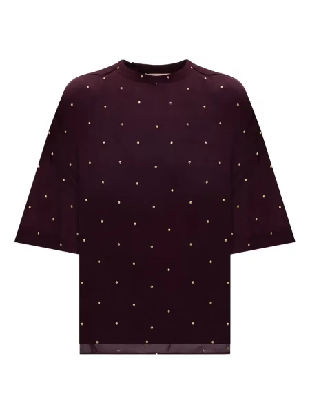 Krótka koszulka Twinset z ćwiekami fioletowa