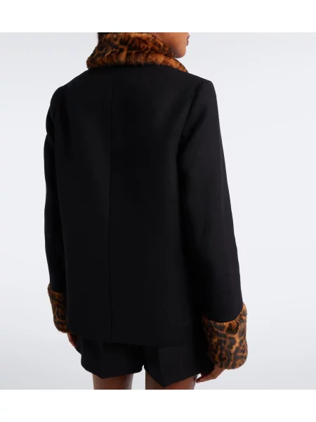 Geacă Rixo de lână cu imagine cu model leopard negru