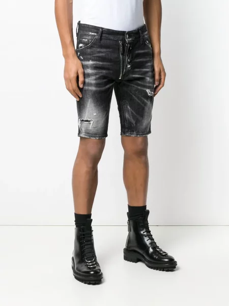 Дънкови шорти Dsquared2 с протрити краища черно