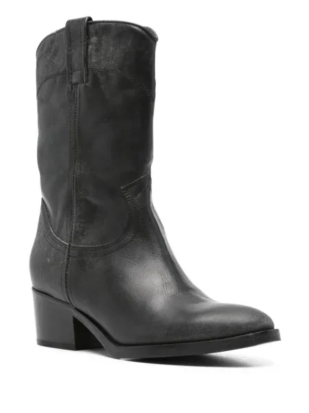 Botine Curiositè din piele cowboy negru