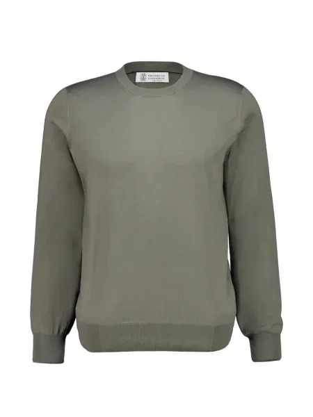 Pulover Brunello Cucinelli cu decolteu rotund verde