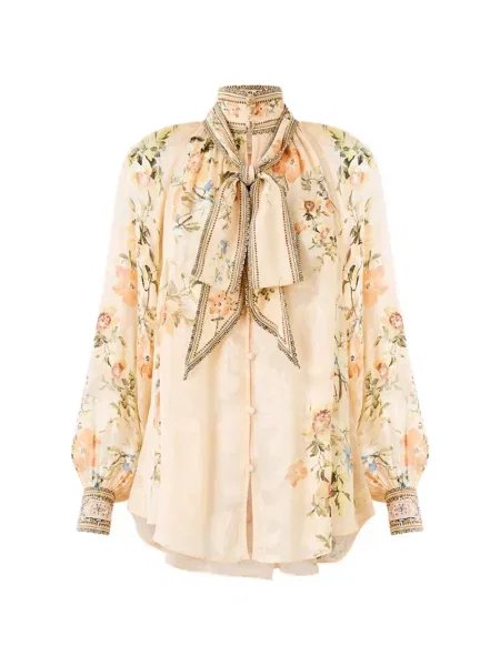 Top Camilla cu funde cu model floral