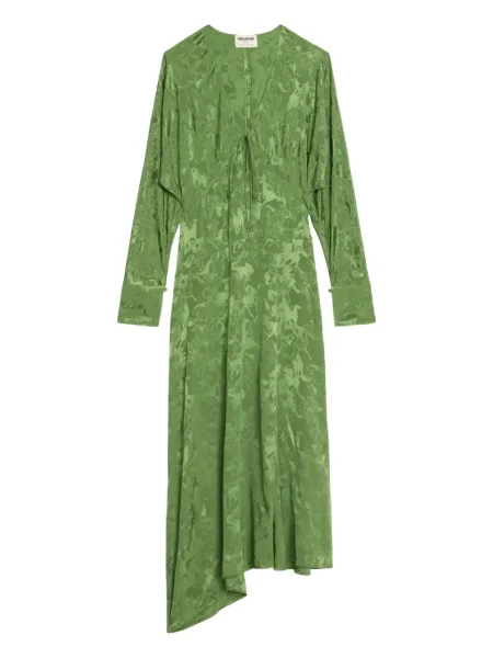 Rochie midi Zadig&voltaire din jacard până la genunchi de costum verde