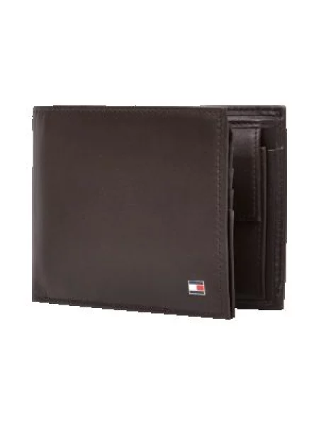 Portfel ze skóry Tommy Hilfiger brązowy