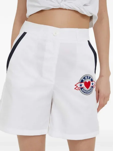 Siuvinėtos šortai Love Moschino balta