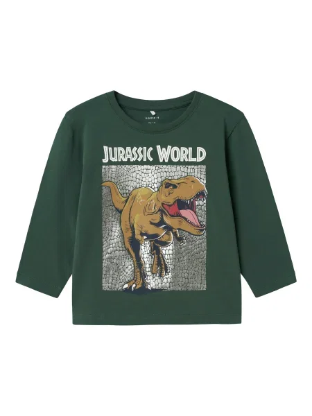 NAME IT Tricou NMMJurassic World ombră / verde pin / negru / murdar alb