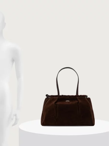 Tommy Hilfiger чанта тип хобо дамска от велур кафяво