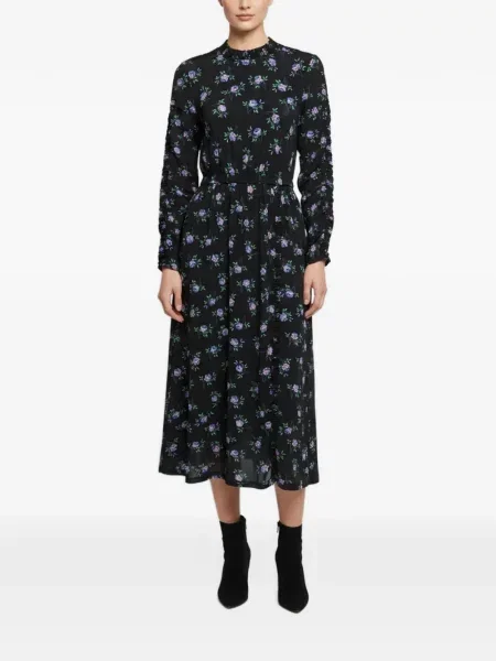 Rochie midi Sandro cu model floral negru
