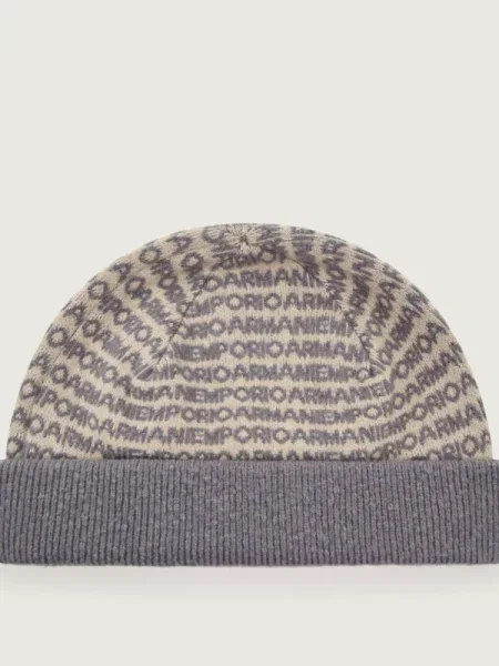 Emporio Armani Căciulă cu adaos de lână gri