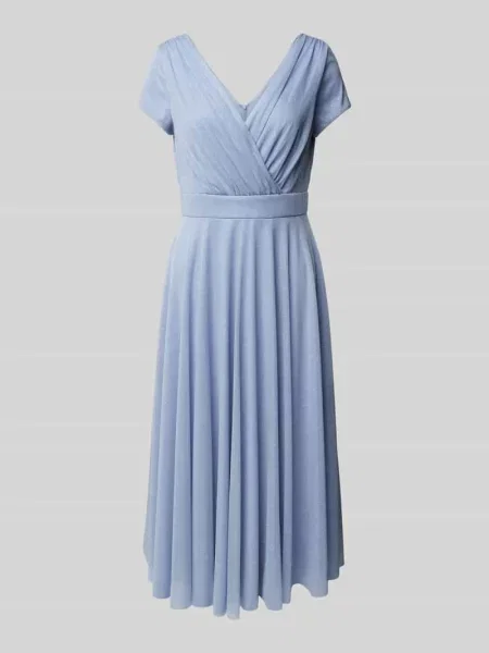 Sukienka koktajlowa o długości do kolan w stylu kopertowym Vera Mont niebieska