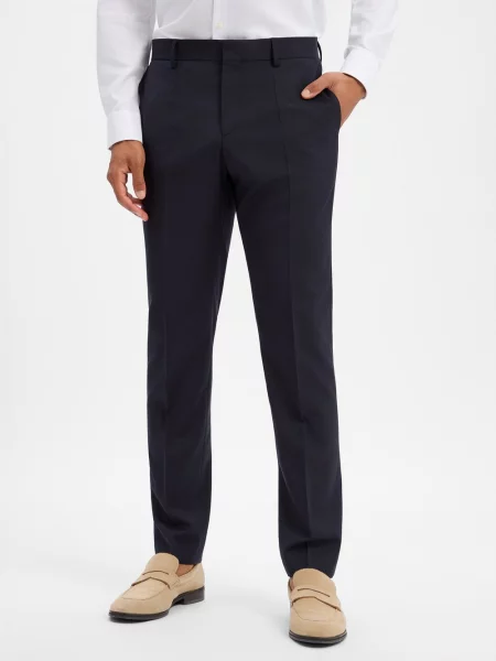 BOSS spodnie z czystej wełny z modułowego zestawu Mężczyźni Slim Fit wełna ze strzyży 25 niebieski