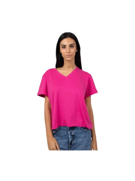 Koszulka Gran Sasso z dekoltem w serek różowa