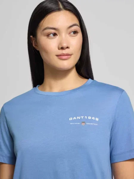 T-shirt z nadrukiem z logo i okrągłym dekoltem Gant