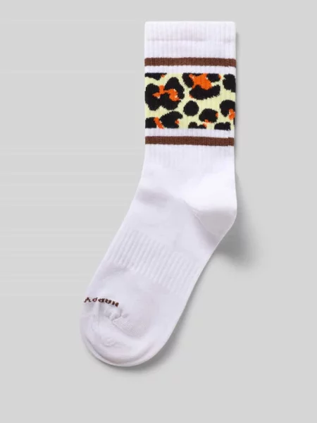 Skarpety z nadrukiem skóry leoparda Happy Socks białe