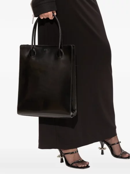 Kožená lakovaná shopper kabelka Lié Studio černá