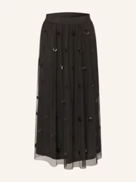 Oui Tylová Sukně S Flitry černá