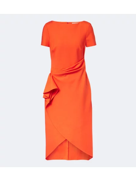 Rochie midi Oscar De La Renta de lână drapată portocaliu