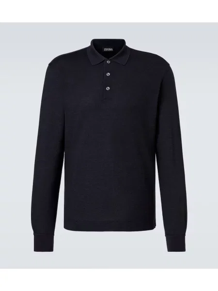 Polo Zegna de mătase albastru
