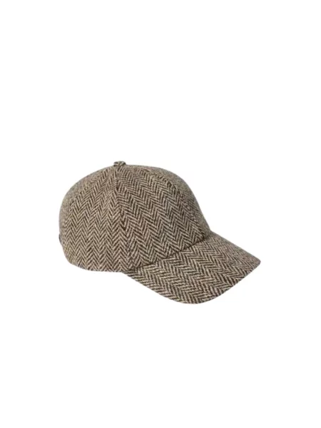 Czapka z daszkiem Paul Smith wełniana w jodełkę brązowa
