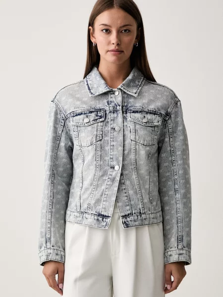 Armani Exchange jachetă pentru femei din denim albastru