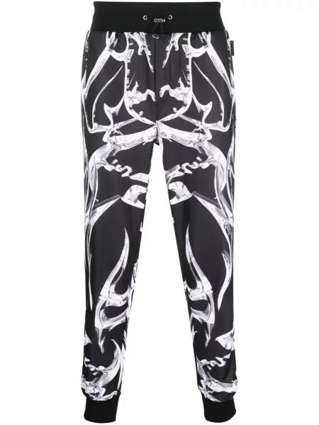 Pantaloni Philipp Plein cu imprimeu abstract alergare negru