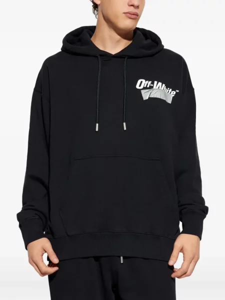 Hanorac cu glugă Off-white cu autograf alb