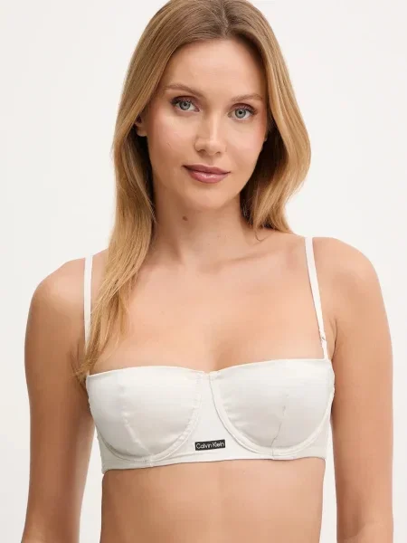 Сутиен Calvin Klein Underwear от сатен с изчистен дизайн сиво