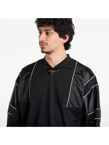Μακρυμάνικη μακρύς μπλούζα Adidas Originals από ζέρσεϋ μαύρο