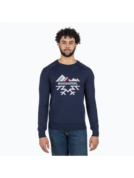 Pánsky sveter Rossignol Jacquard Crew Neck dark navy tmavo modrá